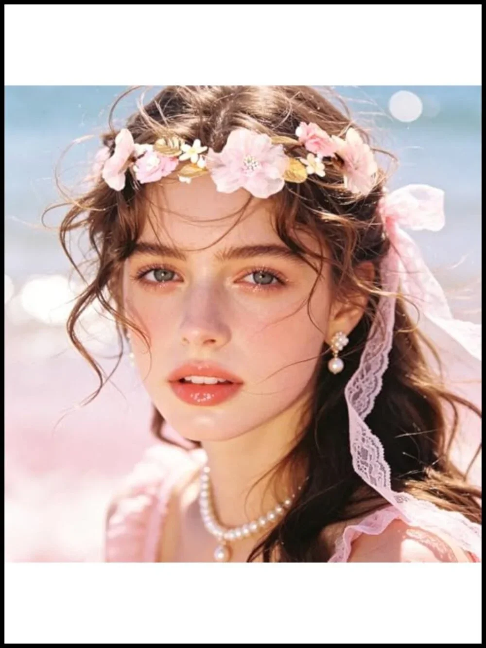 Fairy Flower Crown Headband Floral Headpiece Adjustable Ribbon
